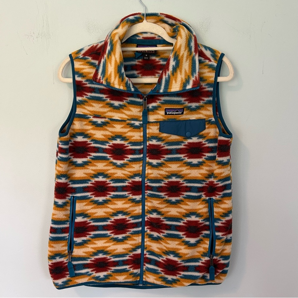 Patagonia Synchilla Aztec Print Fleece Full-Zip Vest Sise Medium